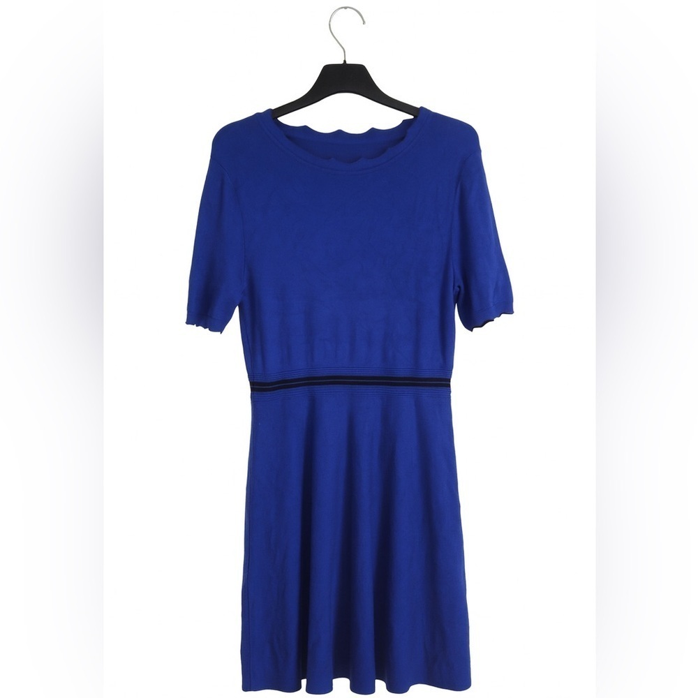 Maison Jules Blue & Black Trim Knit Dress Small